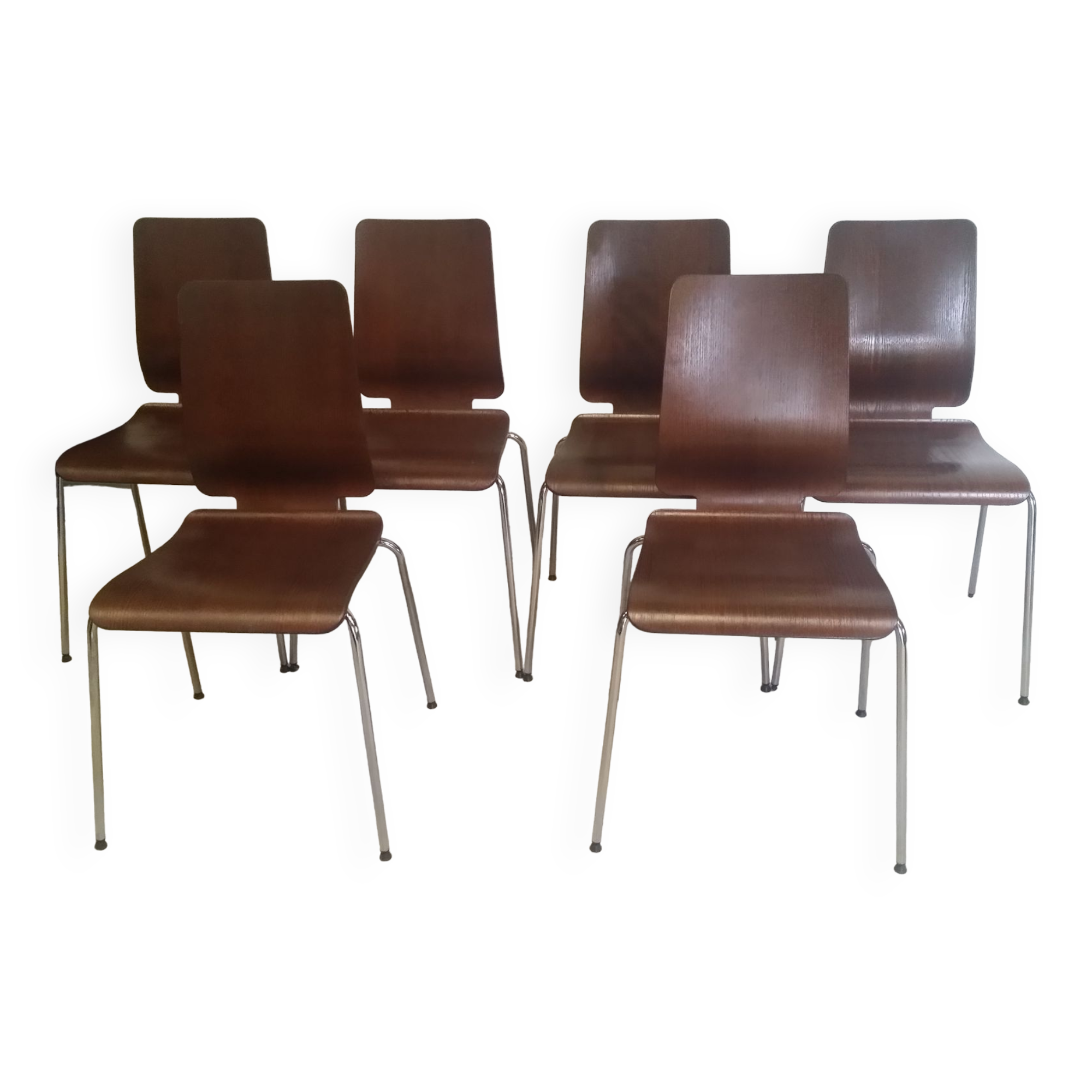 Set of 6 Danish thermoformed chairs