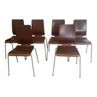 Set of 6 Danish thermoformed chairs