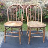 2 vintage bistro chairs called gondolas in solid oak.