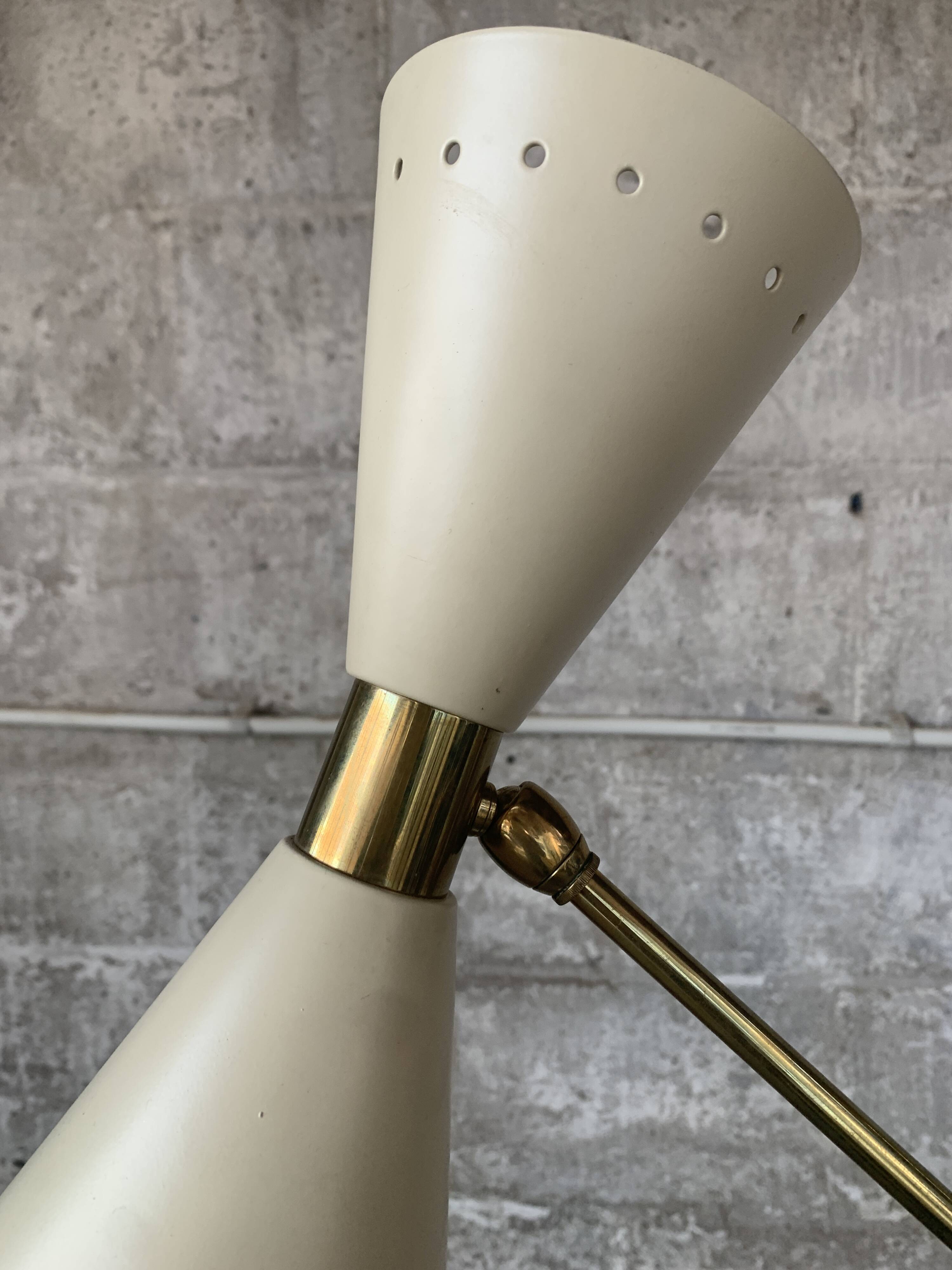 Midcentury brass and marble diablo floor lamp, Italy 1960s