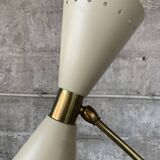 Midcentury brass and marble diablo floor lamp, Italy 1960s