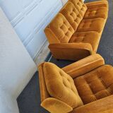 Ensemble canapé fauteuil vintage velours