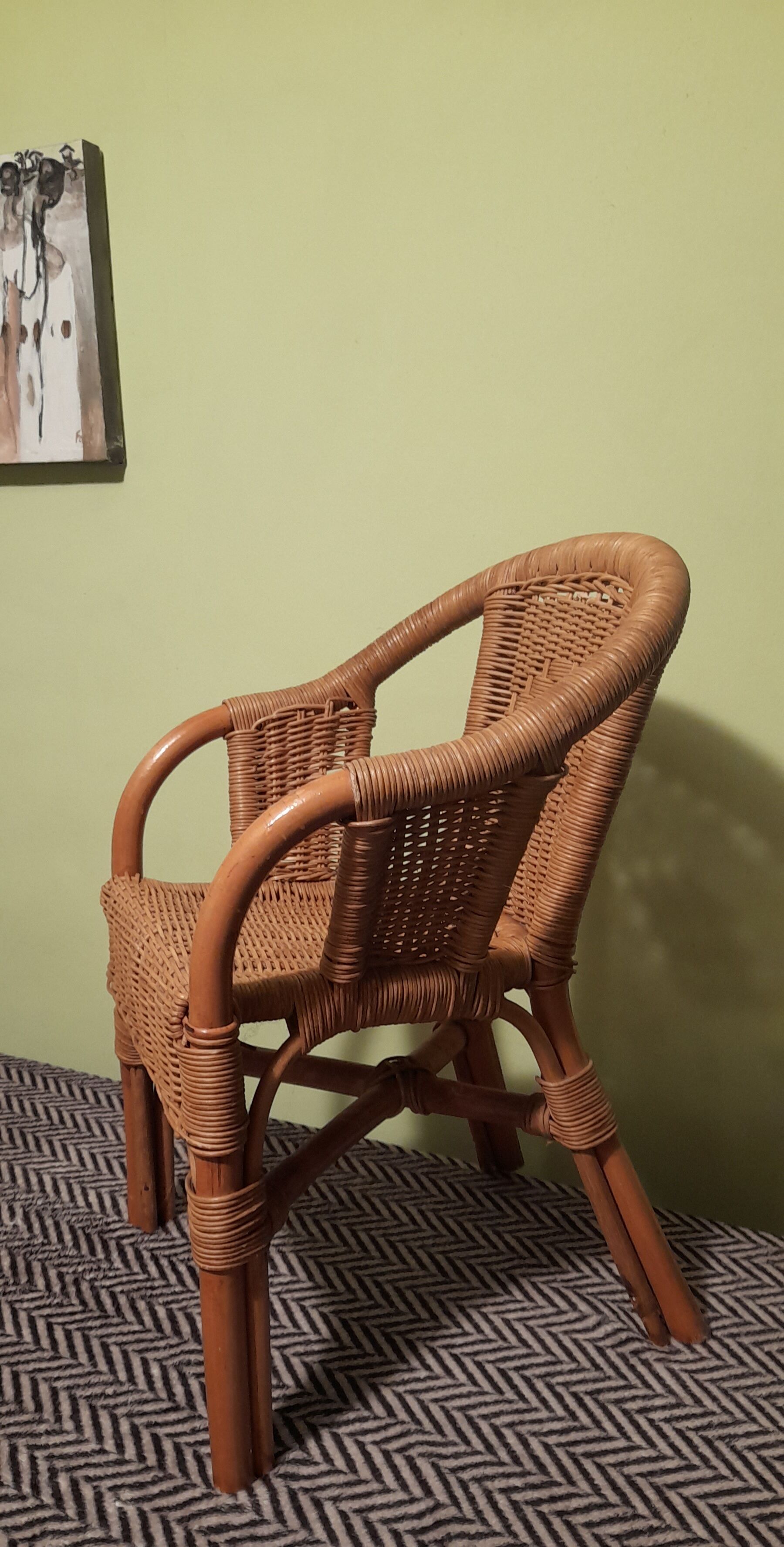 Fauteuil en rotin/osier pour enfant - vintage 1970