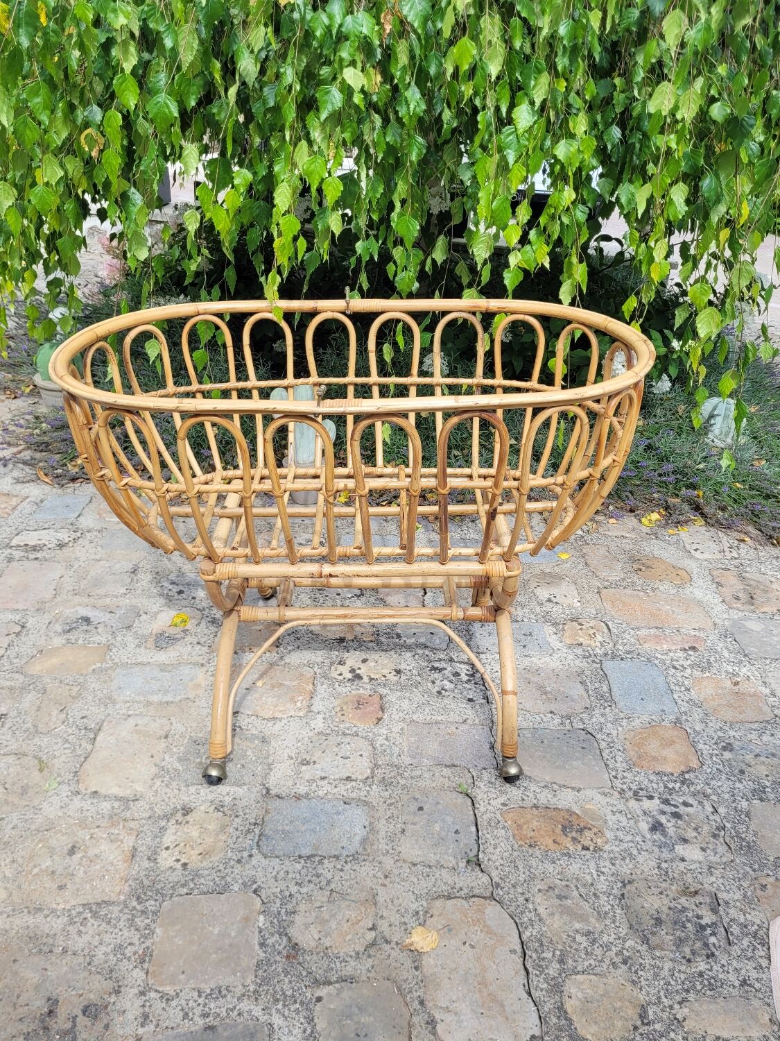 Vintage rattan crib