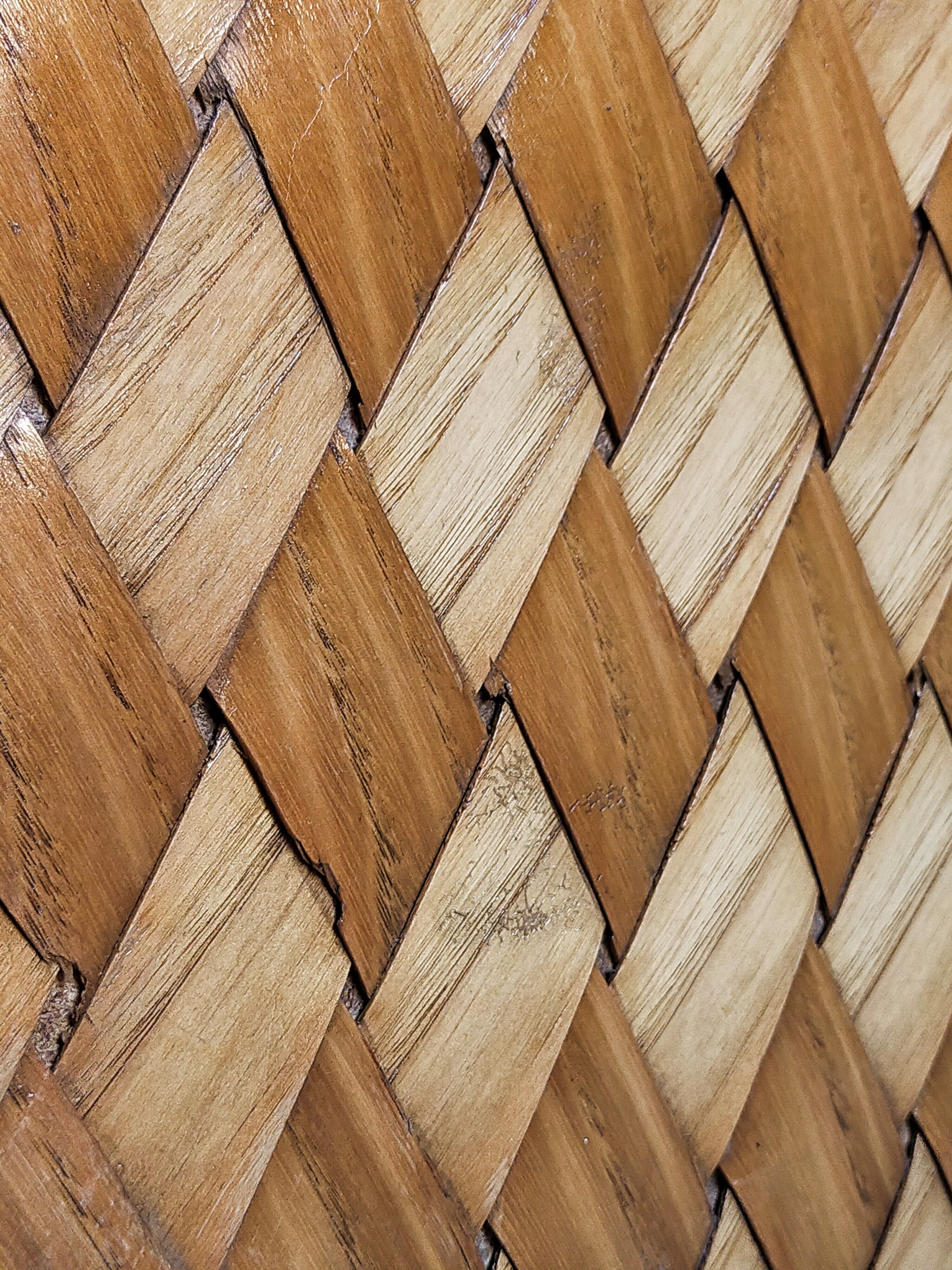Side service table in wood and rattan 50s
