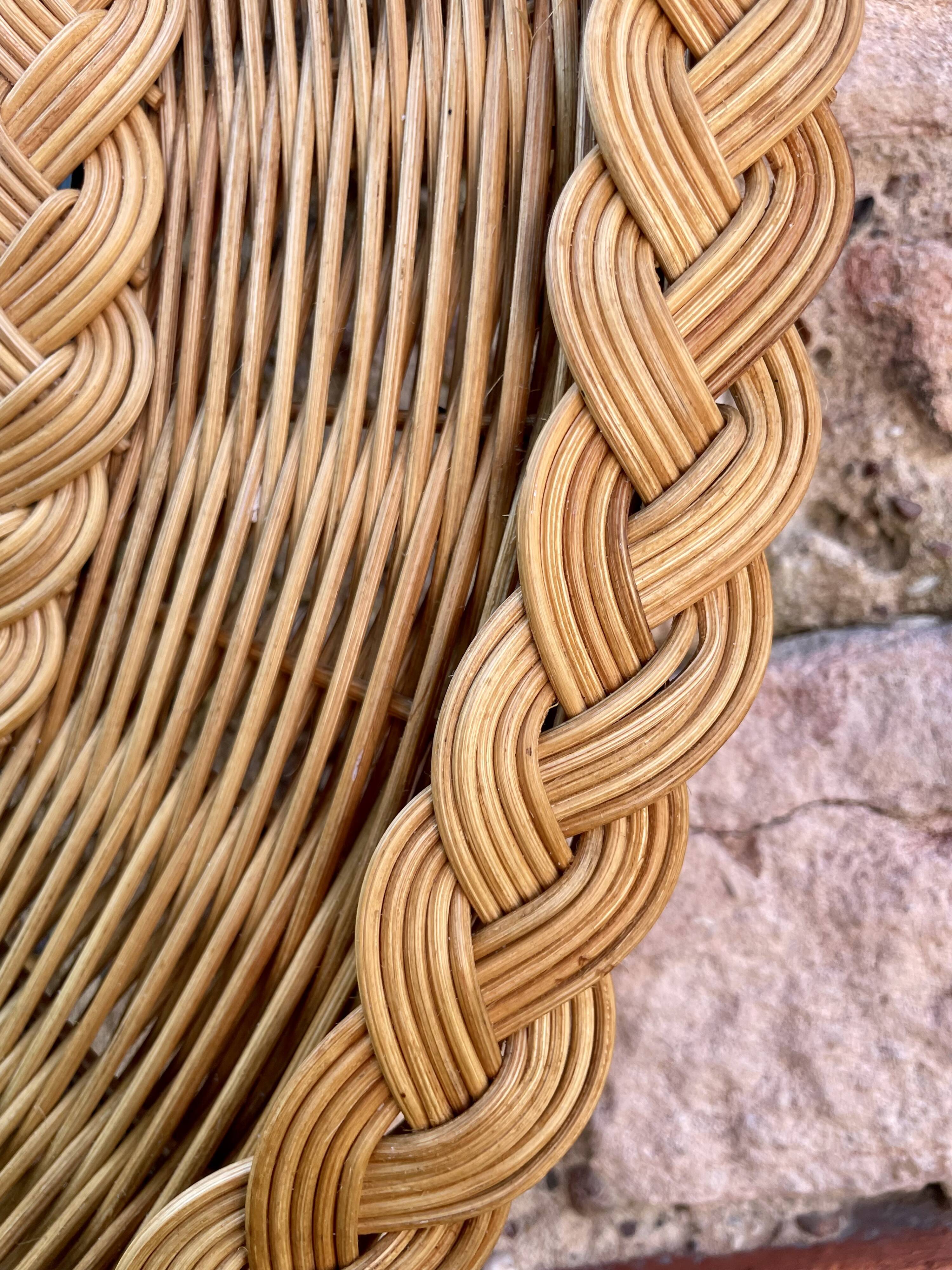 50s woven wicker mirror