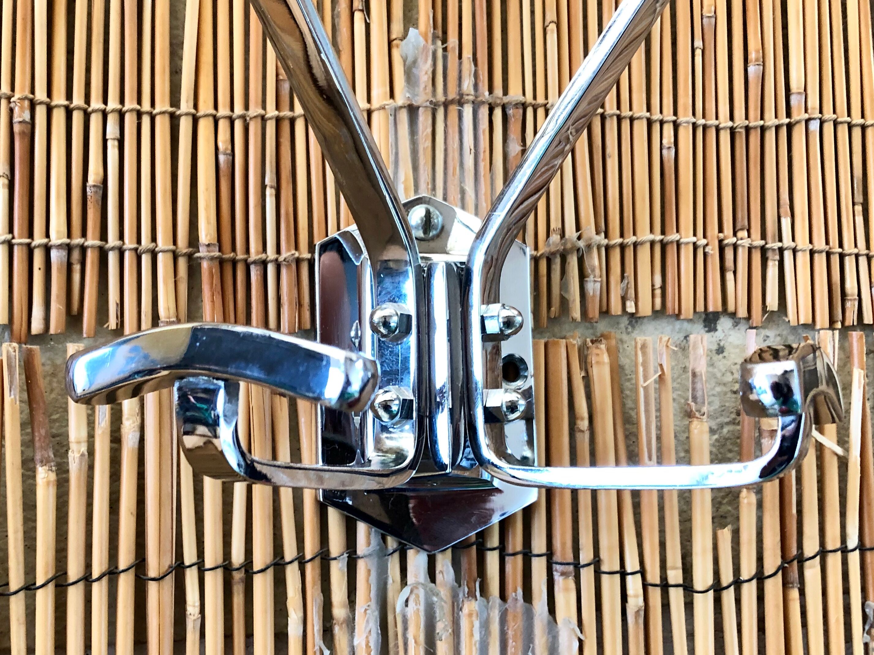 Vintage Modernista wall coat hanger 60 solid brass chrome plated