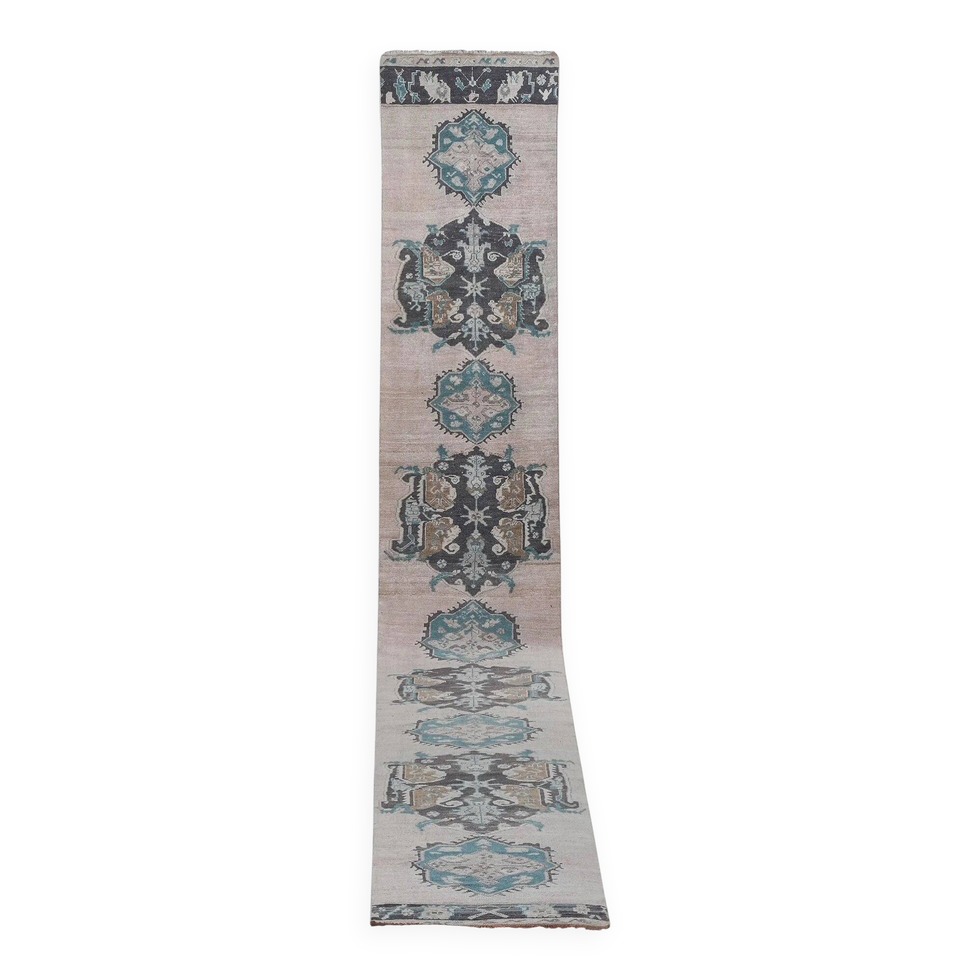 Vintage Turkish hallway rug 93x614 cm