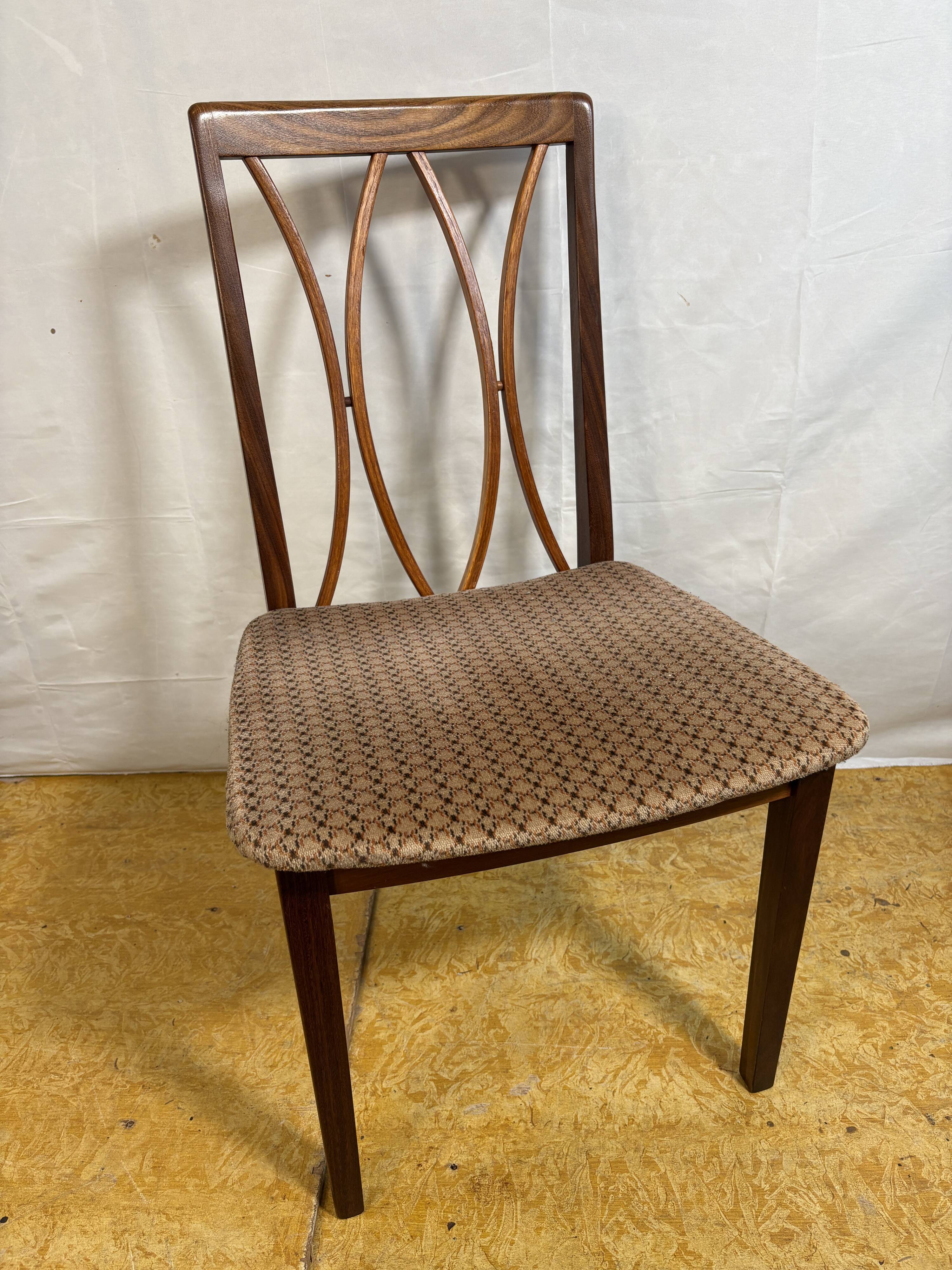Mid century retro vintage teak and cloth dining chairs by GPlan 1970