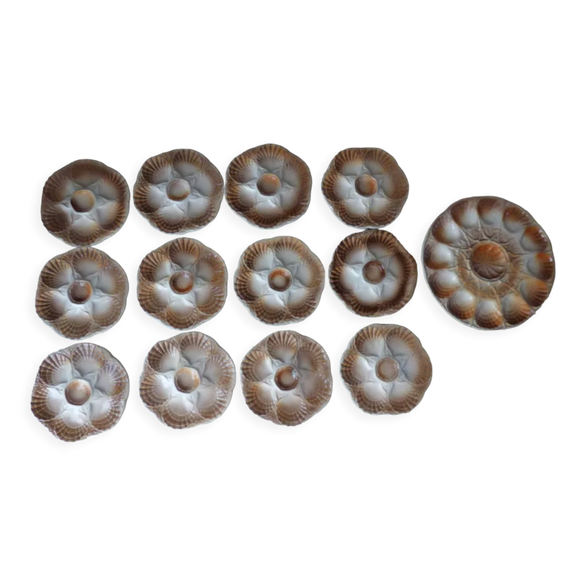 SARREGUEMINE brand polychrome earthenware oyster service