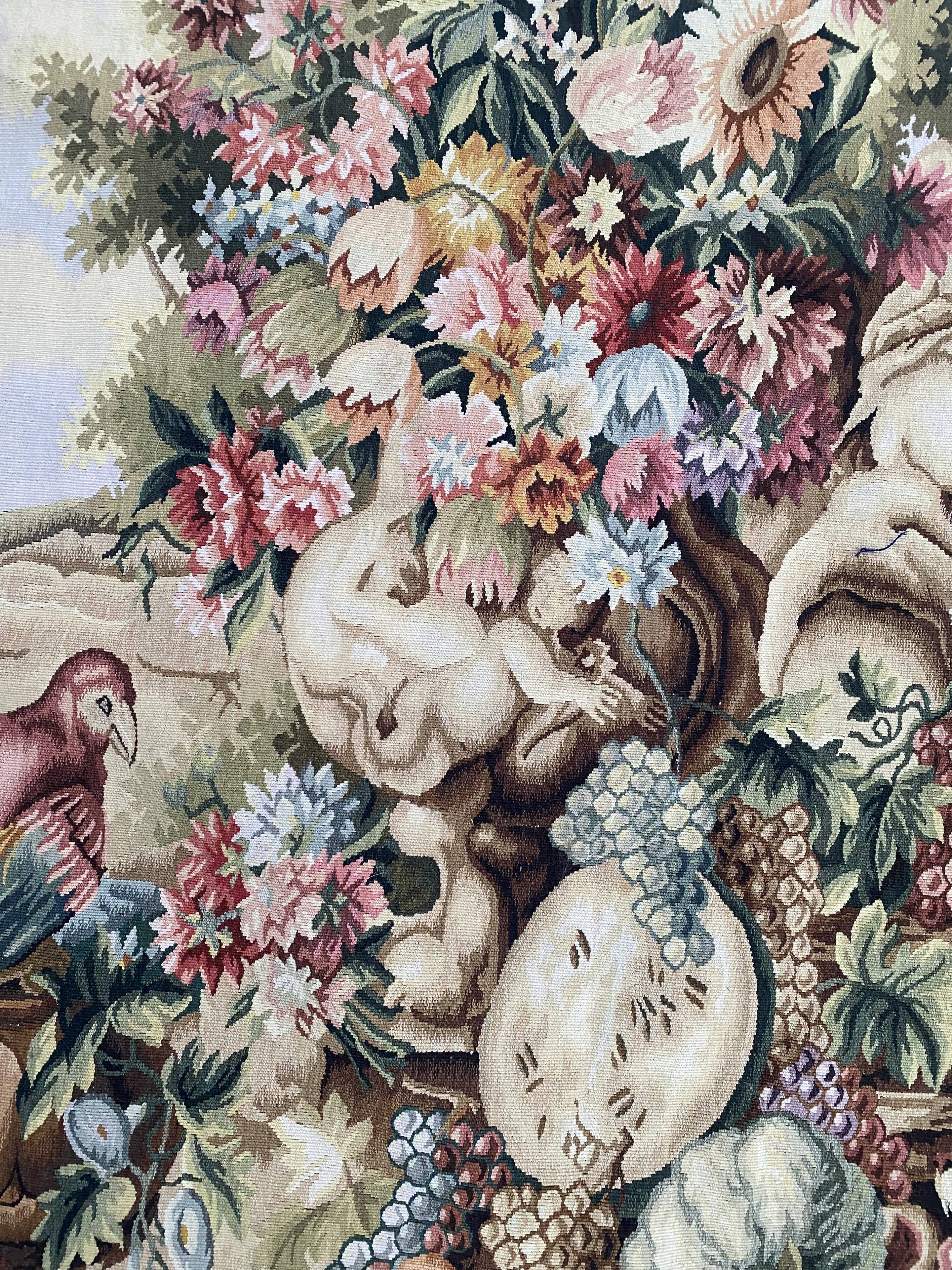 Handmade aubusson vintage tapestry 116x149 cm