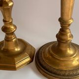 Ensemble de 3 bougeoirs en bronze et laiton XIXe siècle
