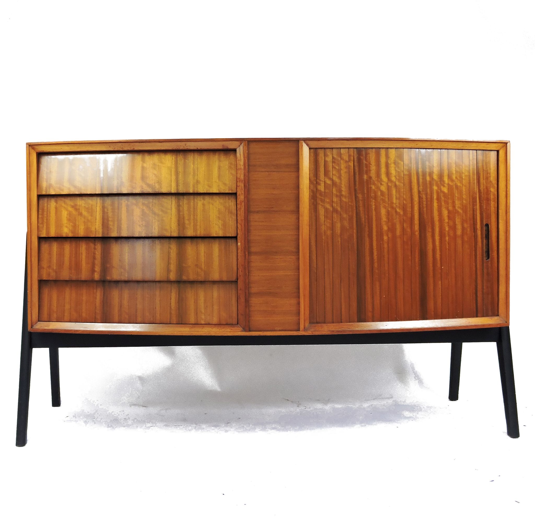 Mid-Century tambour and 4 drawer Afromosia sideboard, 1960s