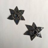 Pair of handcrafted ceramic candlesticks inspired by plants