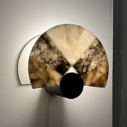 Rainbow wall lamp in alabaster and marble in the taste of Angelo Mangiarotti.