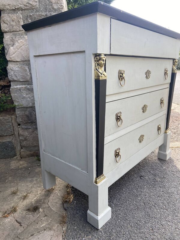 Commode de style retour d'Egypte /Empire à cariatides ancienne