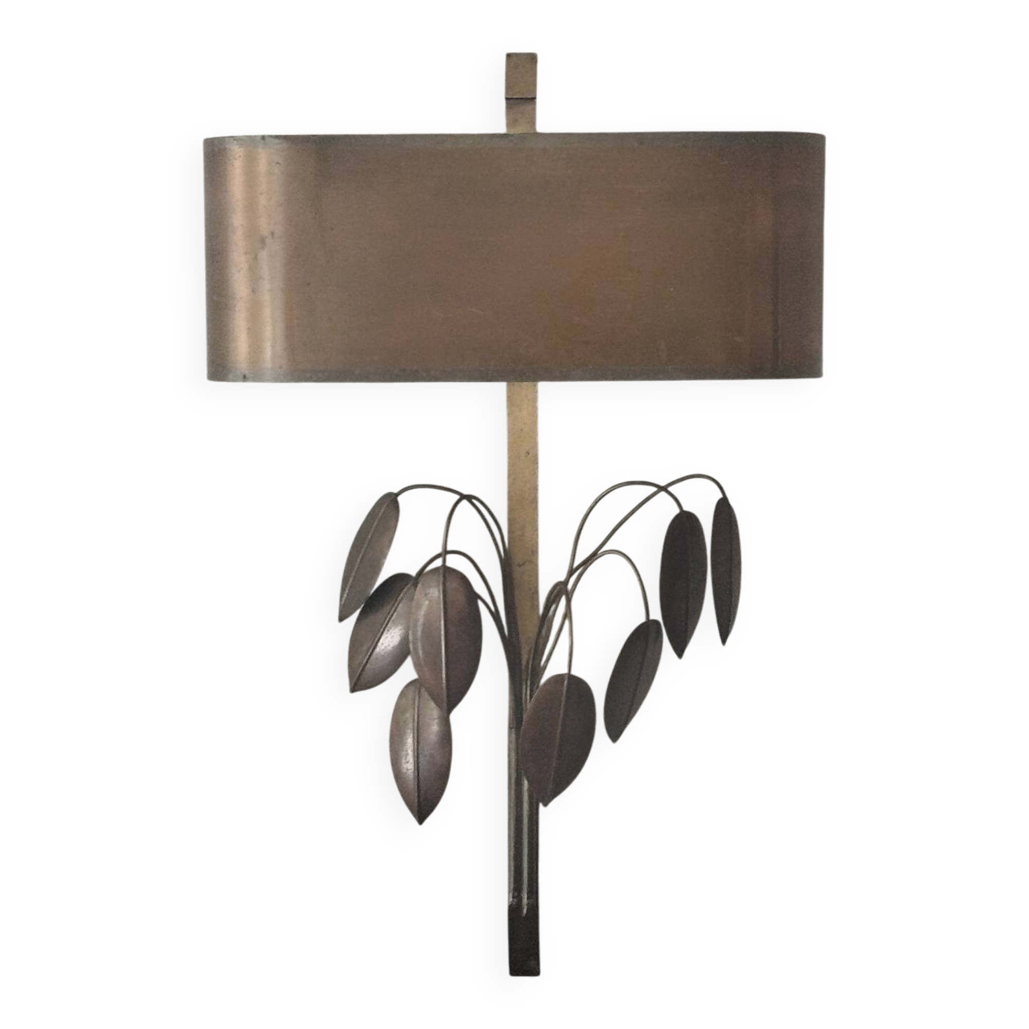 Vintage wall light Maison Charles – Brass leaves 1970s