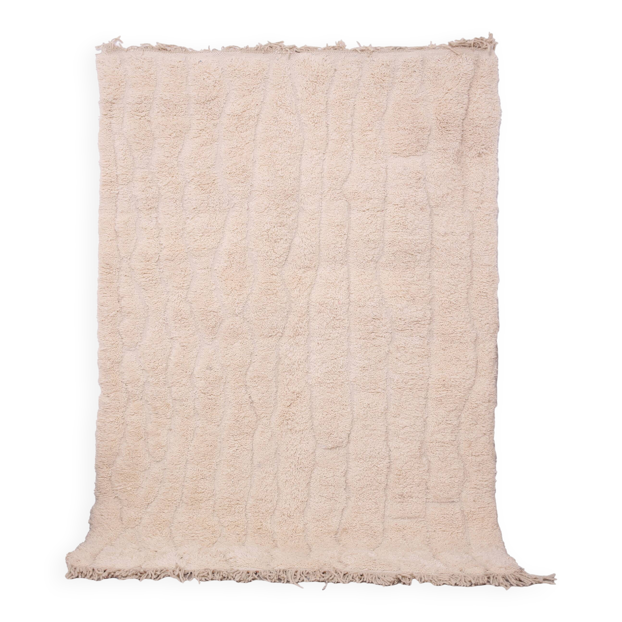 Cream Handmade Moroccan Rug 167 x 242 cm - Beige Beni Ourain Rug Berber