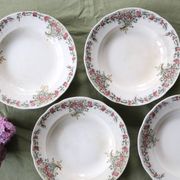 Soup plates x4, Onnaing, Guirlande model, 19th century