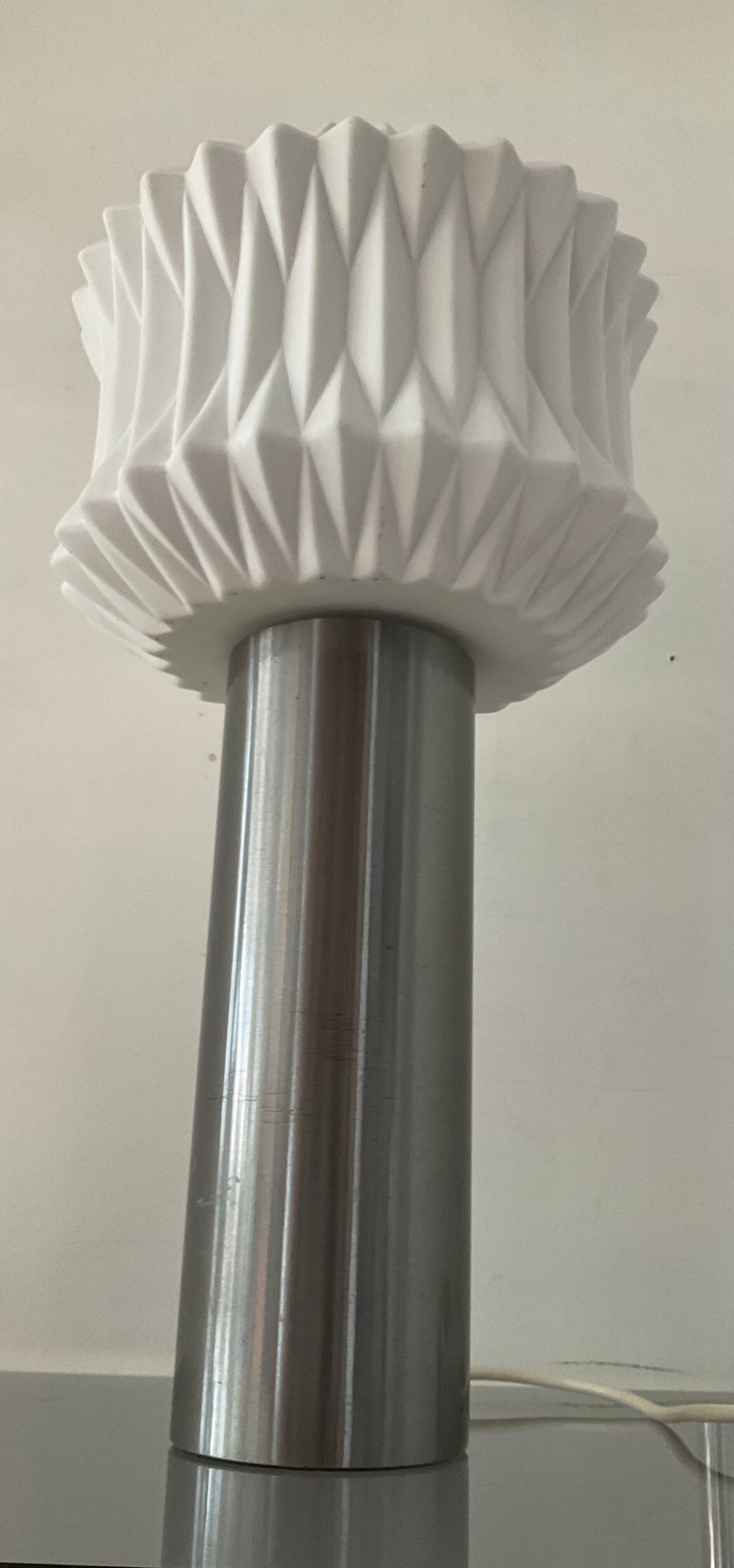 Vintage lamp 70s porcelain and chrome foot