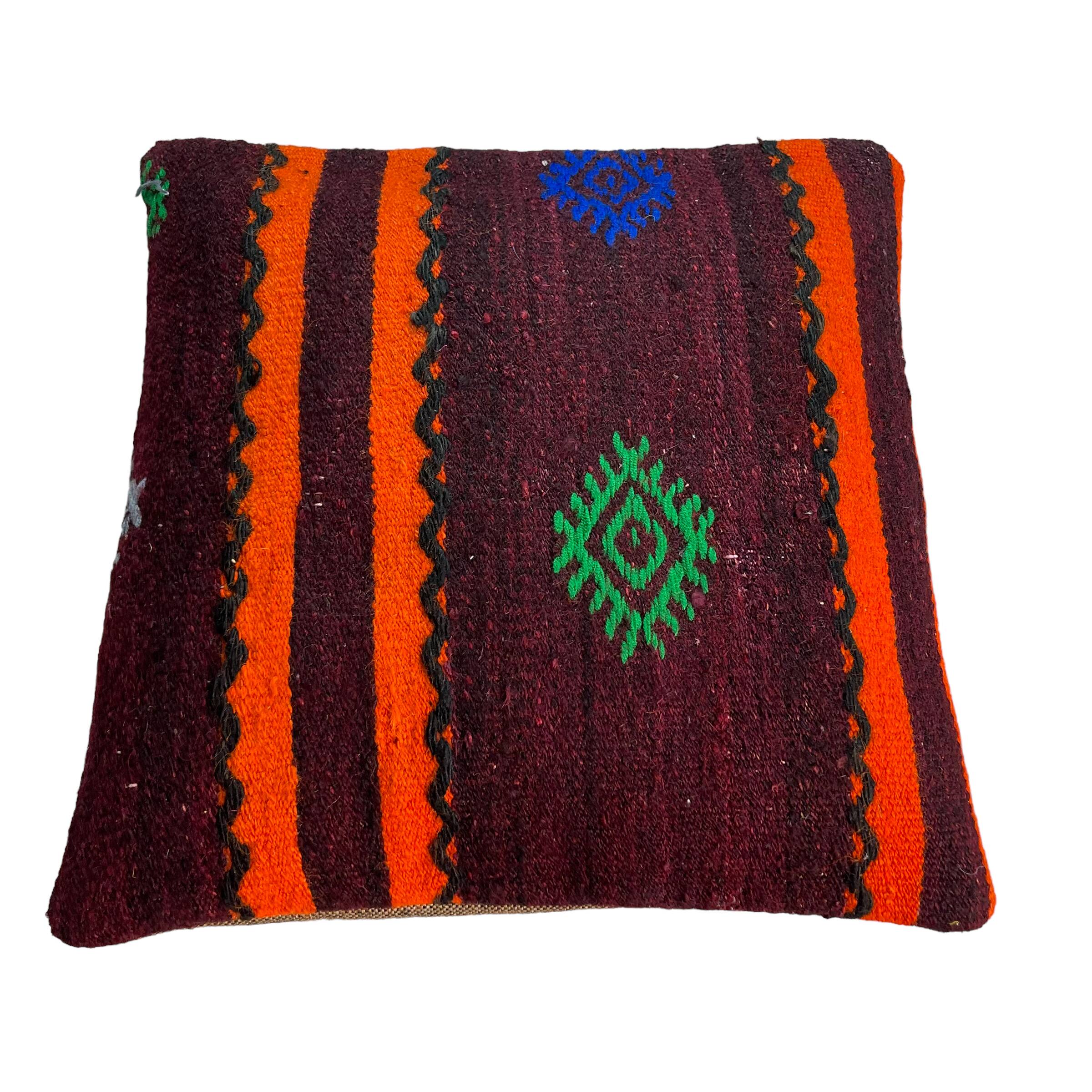 Vintage turkish kilim cushion cover , 40 x 40 cm