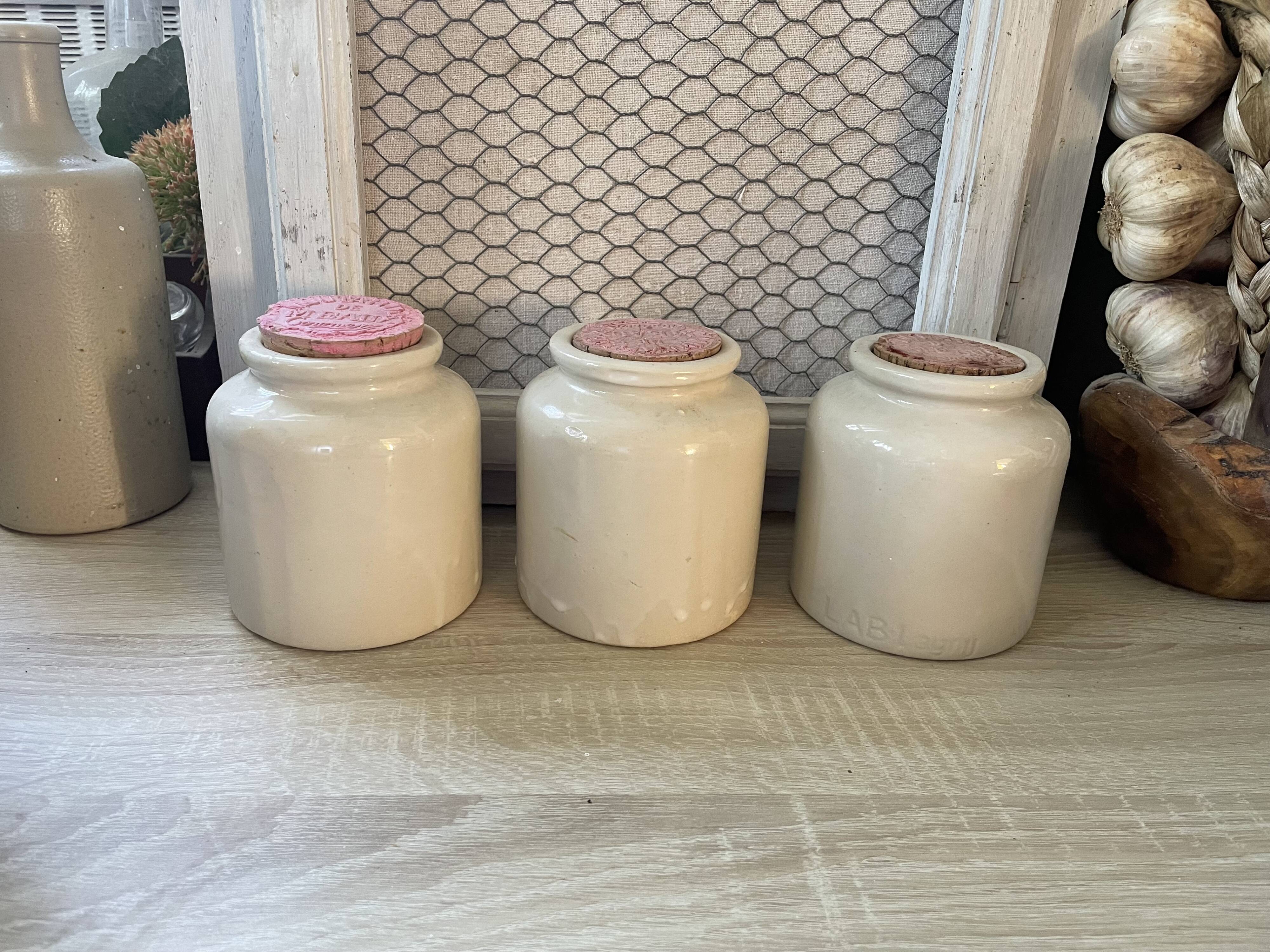 Lot de 3 bocaux en grès vintage