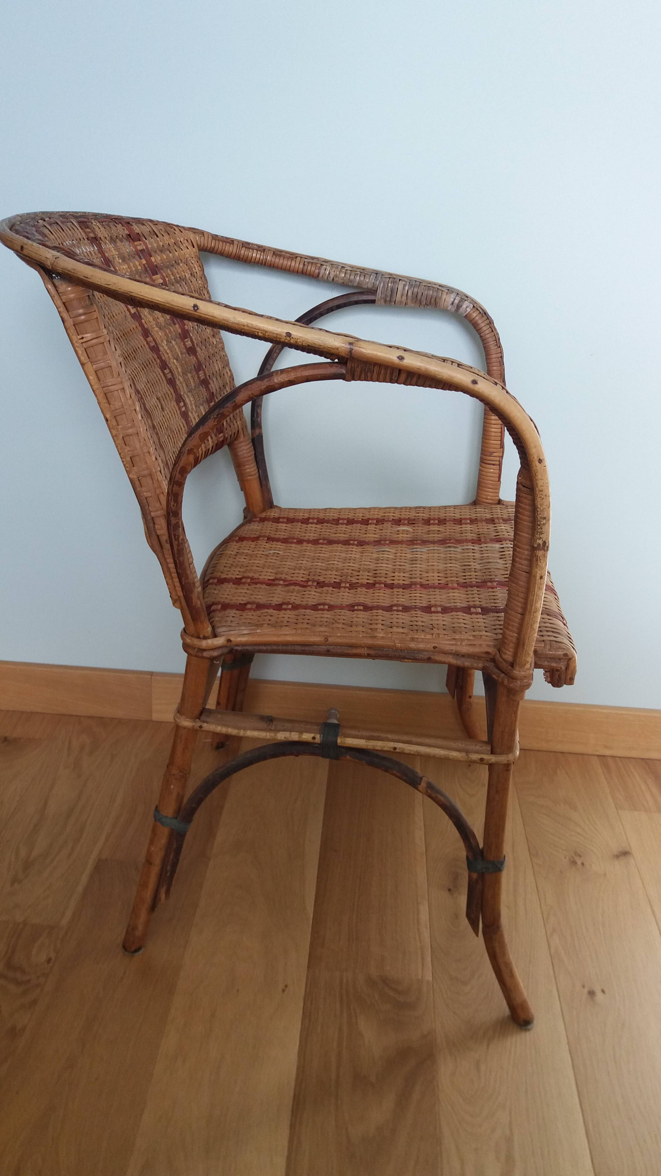 Bistro armchair in bamboo and wicker