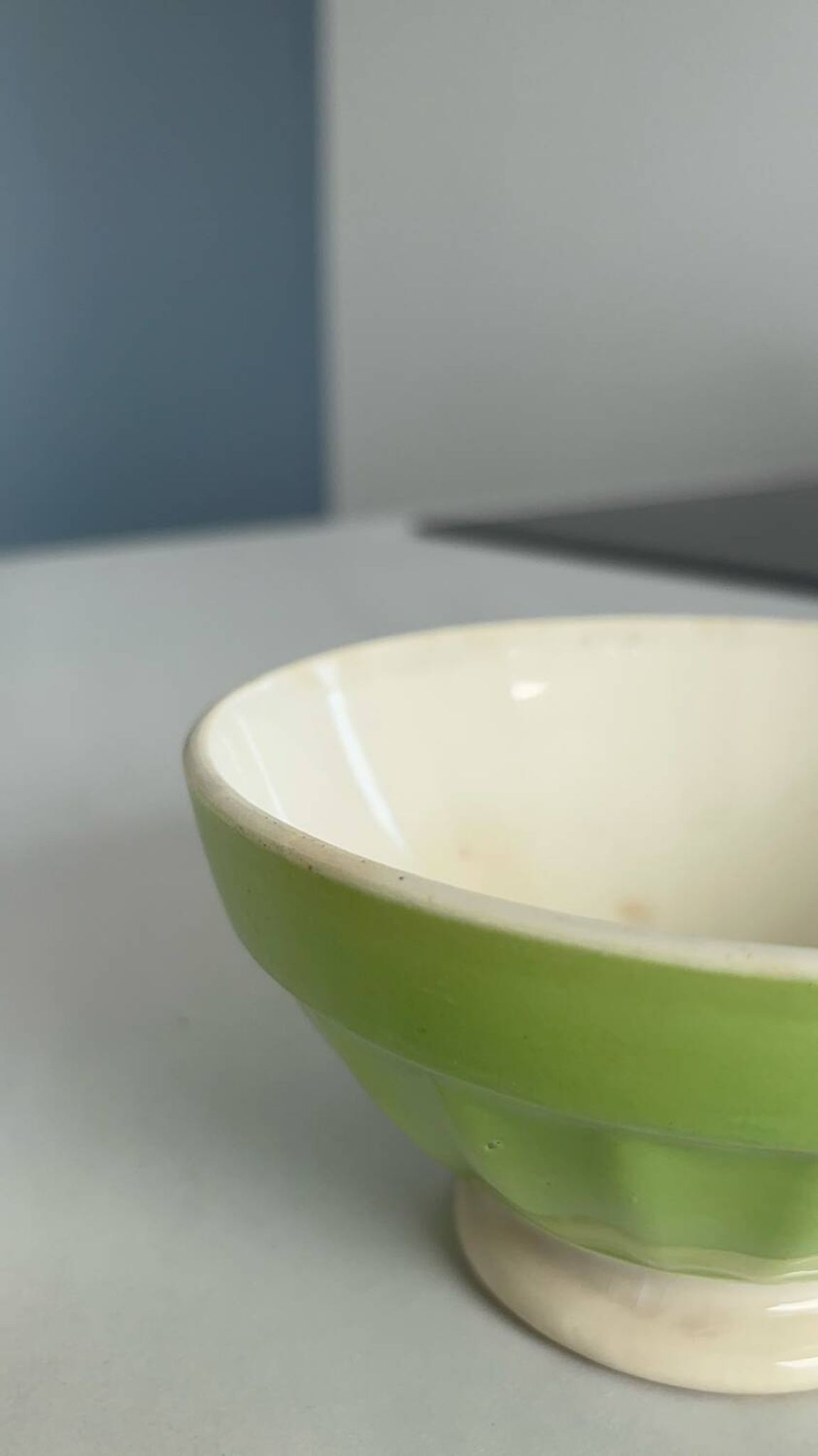 Antique bowl Digoin Sarreguemines France | Vintage green earthenware bowl