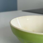Antique bowl Digoin Sarreguemines France | Vintage green earthenware bowl