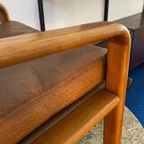 Armchair HS Denmark in leather and teak from the 60s