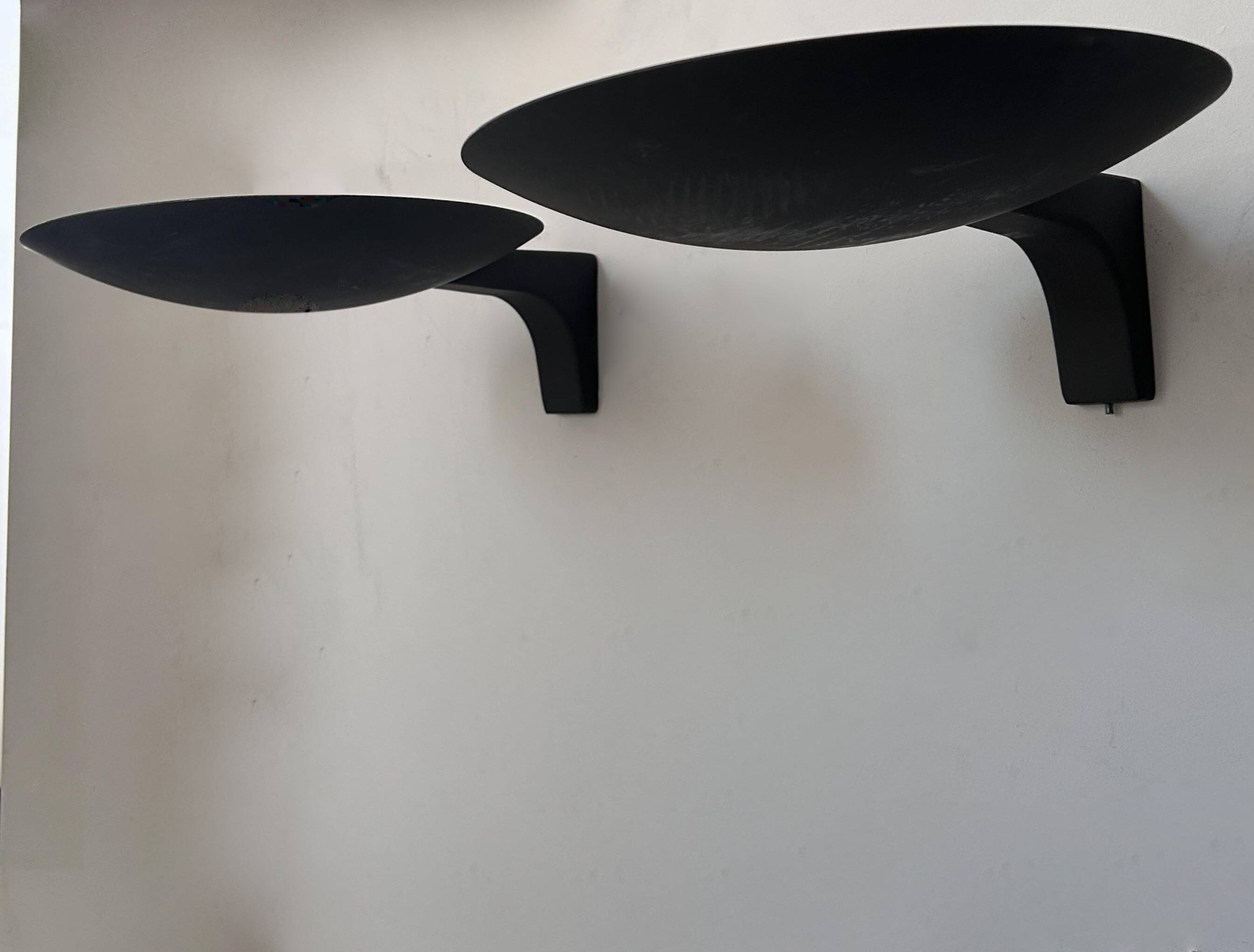 Pair of vintage wall lights, matte black metal, Germany 1970s