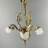 Louis XV style chandelier in bronze and glass, 19th century