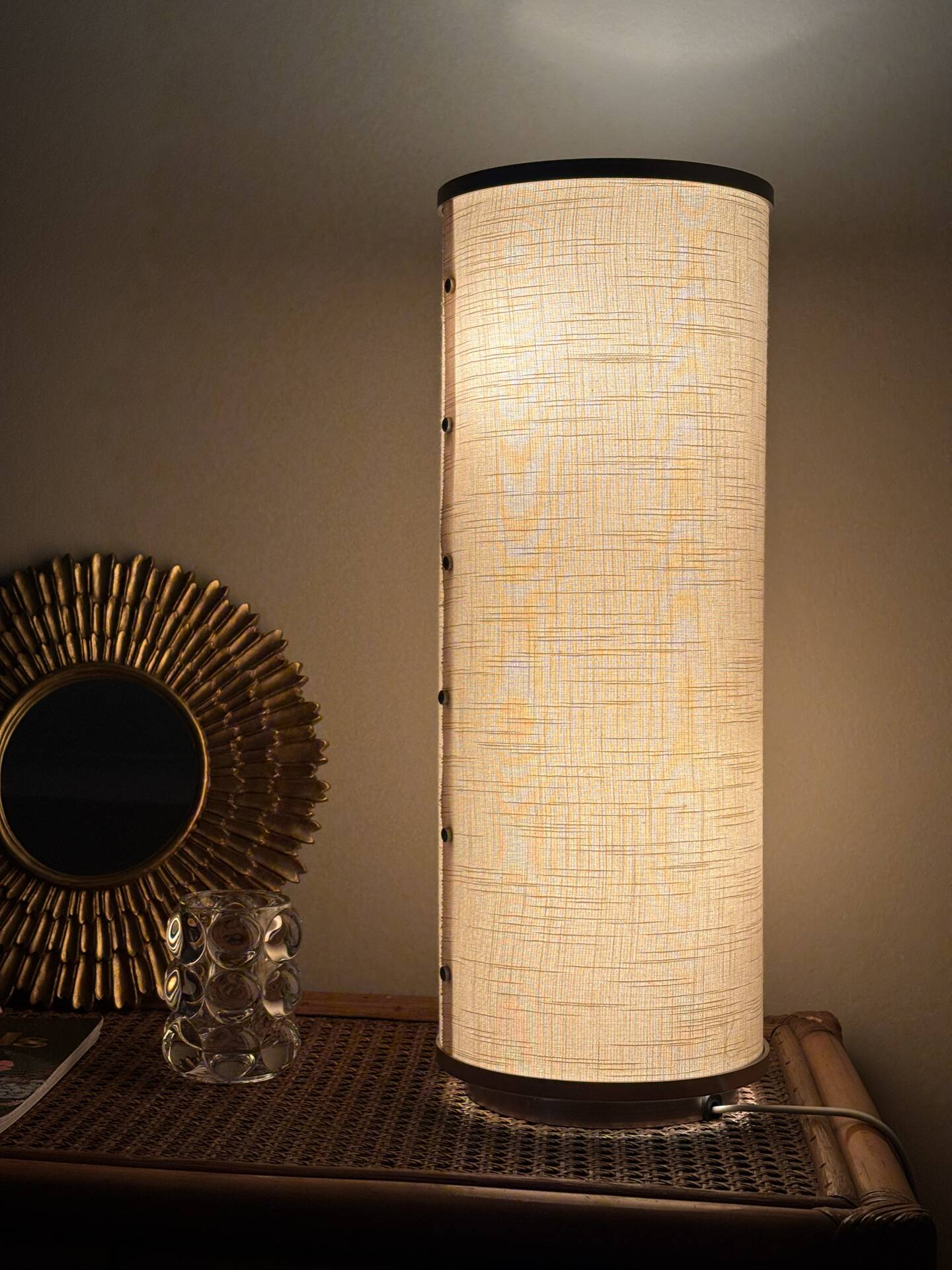 Linen and metal floor lamp