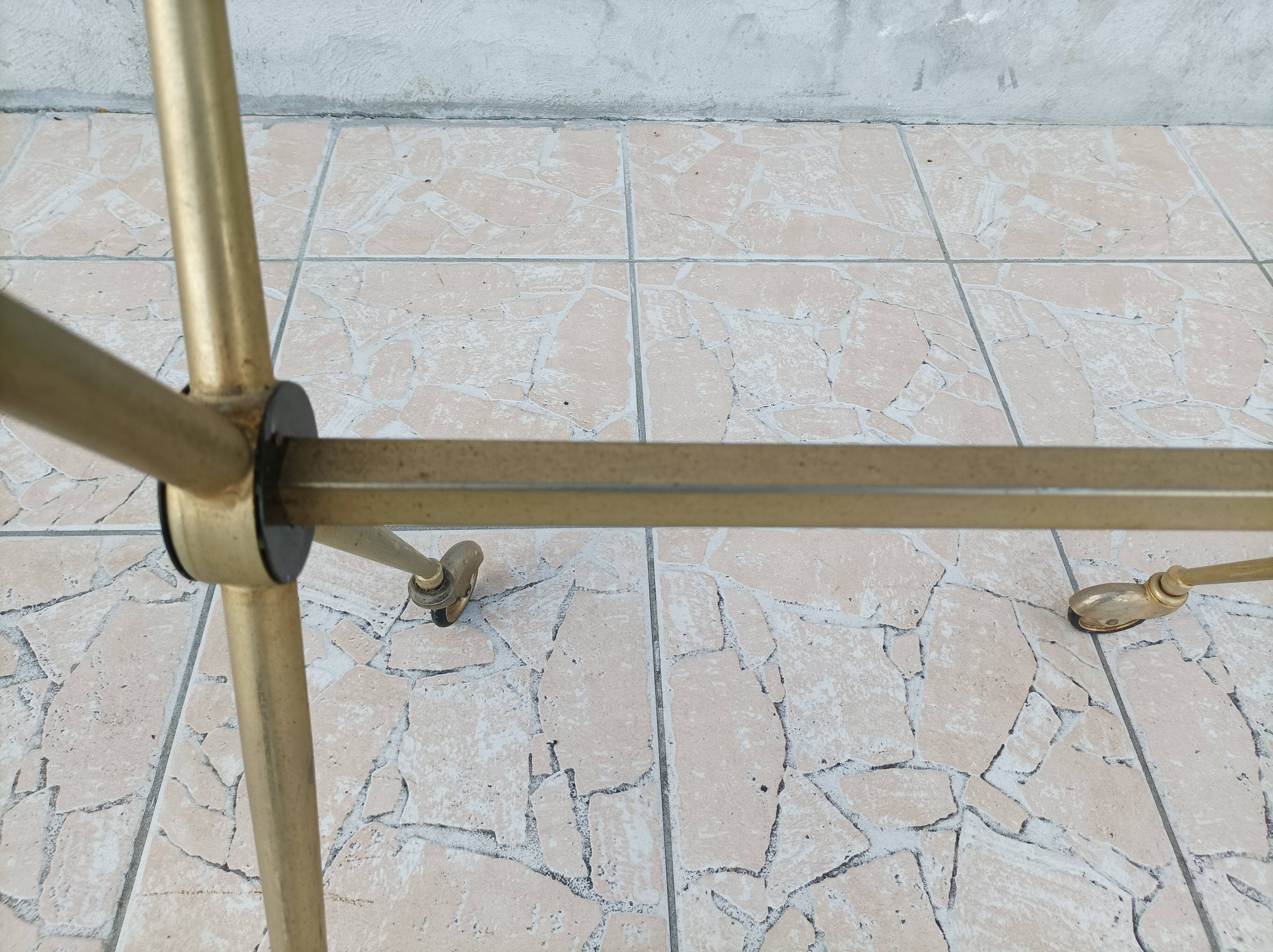 Vintage serving tray in brass and smoked glass 1960