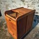 Vintage French oak office rolling cabinet with tambour door, 1950s.