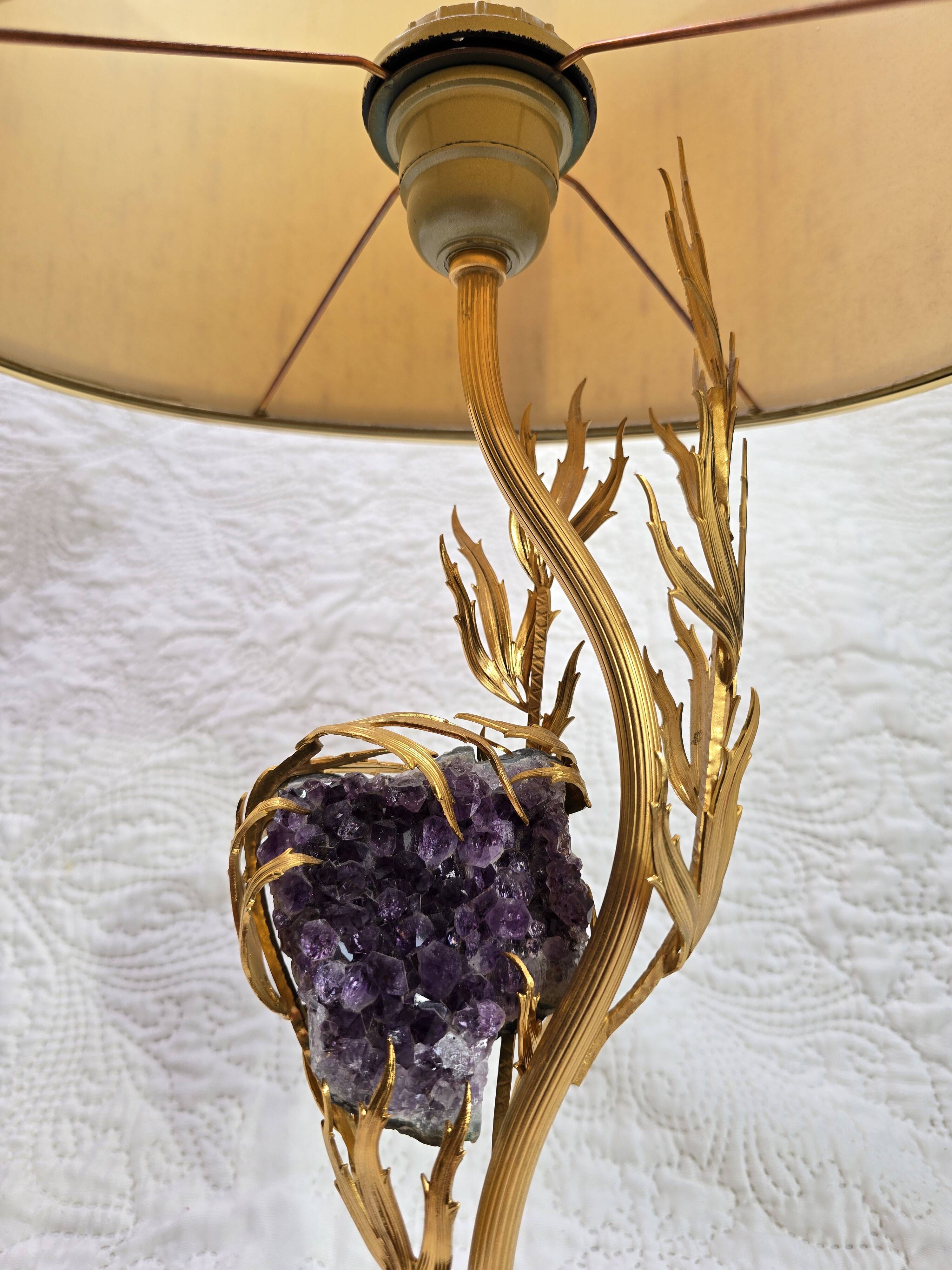 Lamp with amethyst inlay "Lucifer" by Willi Daro