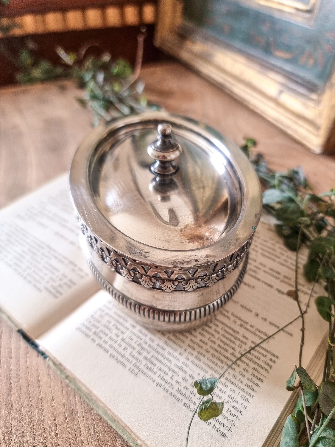 Silver-plated metal sugar bowl, Henri X style