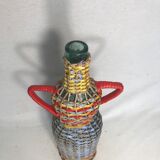Bouteille verre rotin scoubidou couleurs