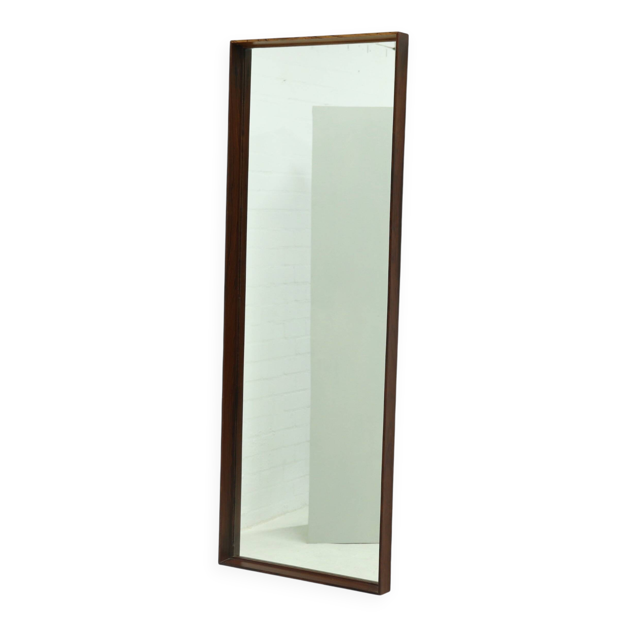 Large Scandinavian Rectangular Rosewood Mirror 1960s