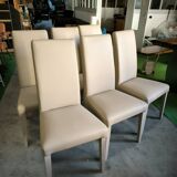Set of 6 Italian chairs in two-tone leather