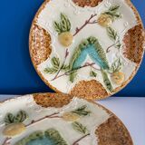 Set of 2 Salins Barbotine Plates - Vintage Parakeet Decor - service