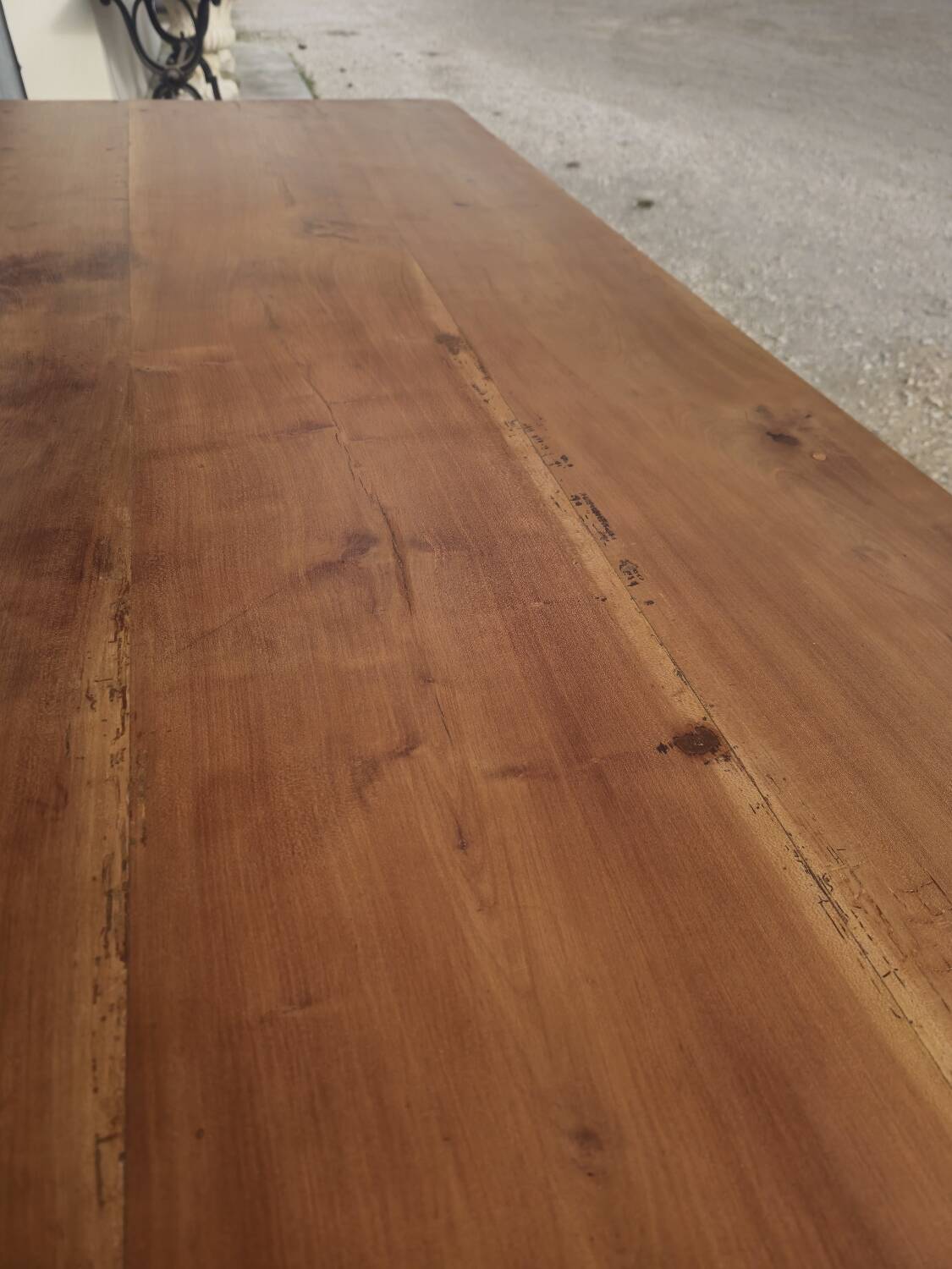 Rustic farmhouse table in solid cherry wood 19th century - 1m91.5