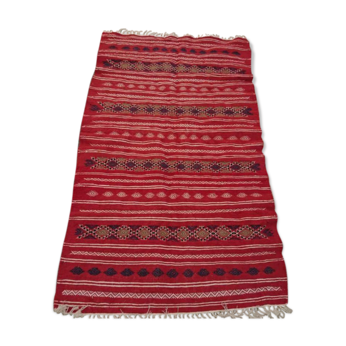 Tapis kilim rouge berbère 200x118cm