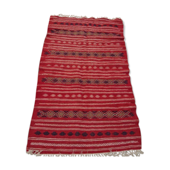 Red Berber kilim handmade carpets 200x118cm