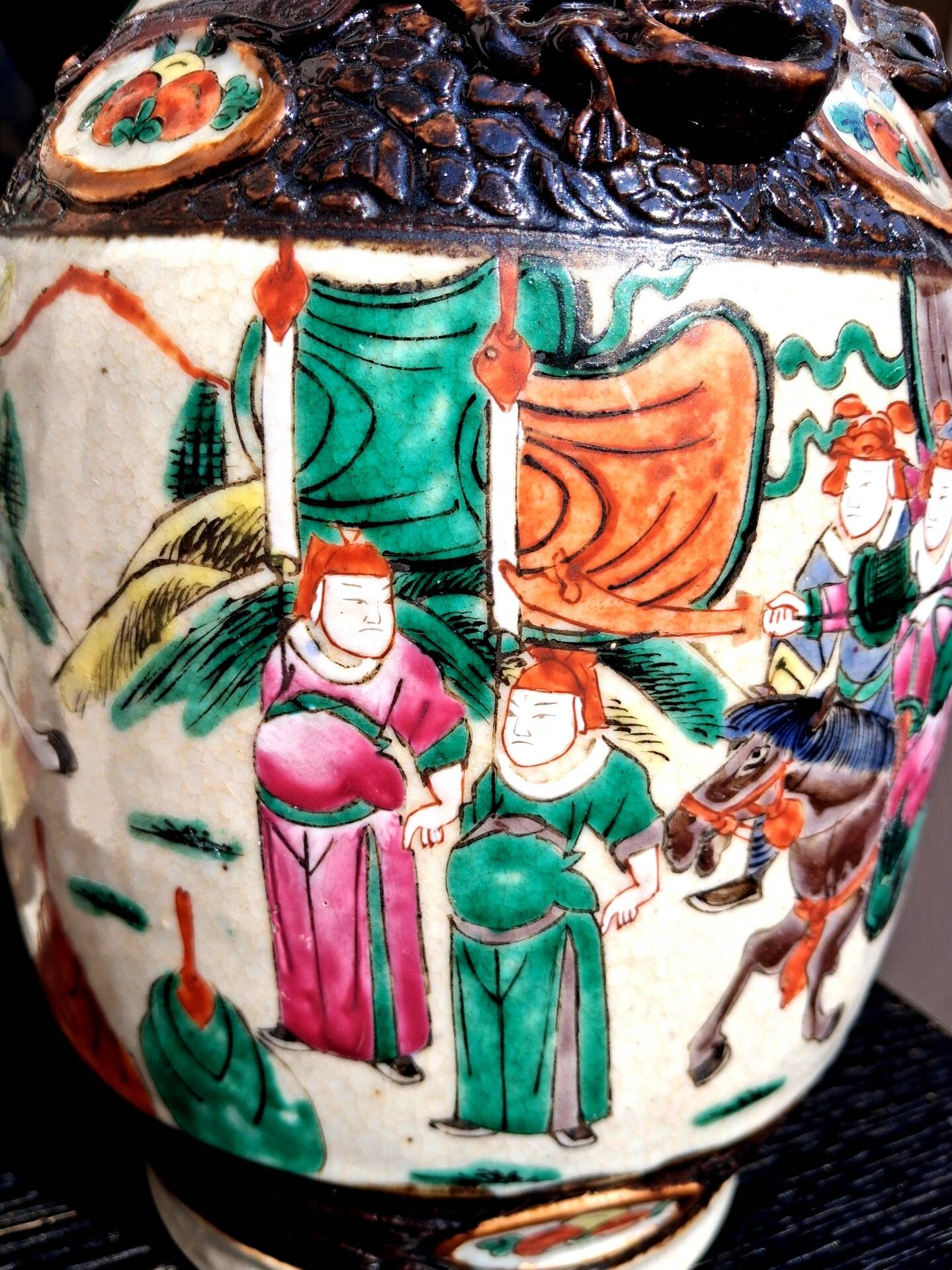 Pair of large ceramic vases from Nanking, China, Asian decor.