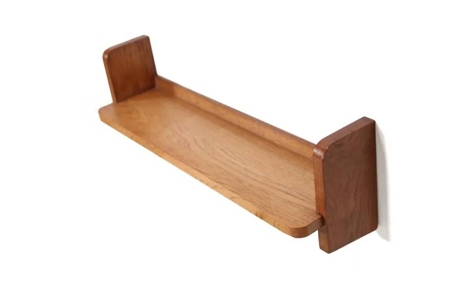 Mid-century oak brutalist wall shelf