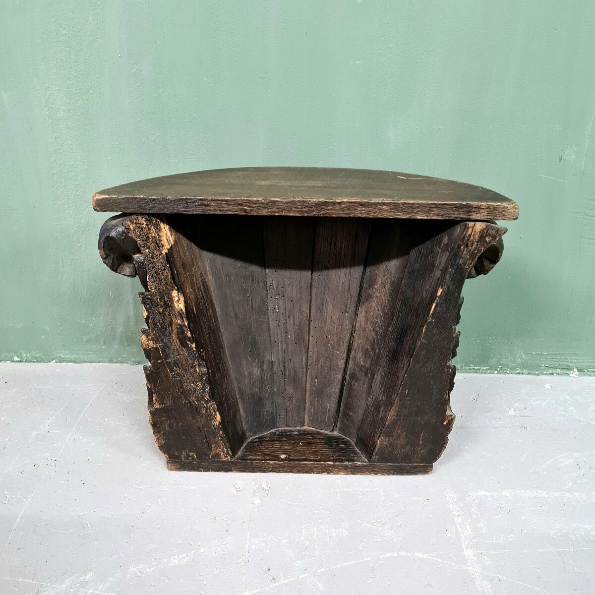 Antique Oak Half Column Console