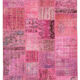 Handmade turkish overdyed 170 cm x 241 cm pink patchwork carpet