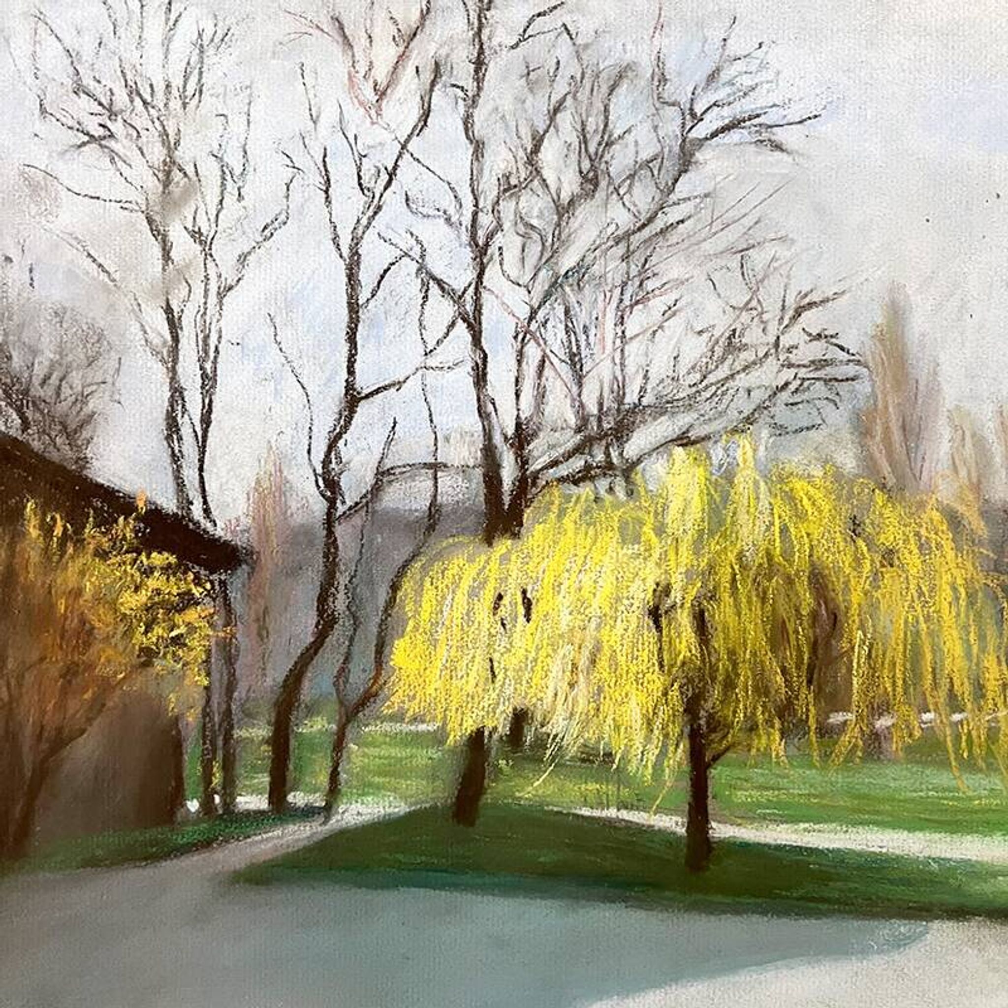 Painting "Old tree", Yvonne Fourgeaud, 1976, Pastel