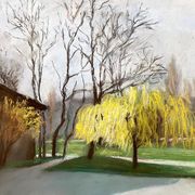 Painting "Old tree", Yvonne Fourgeaud, 1976, Pastel